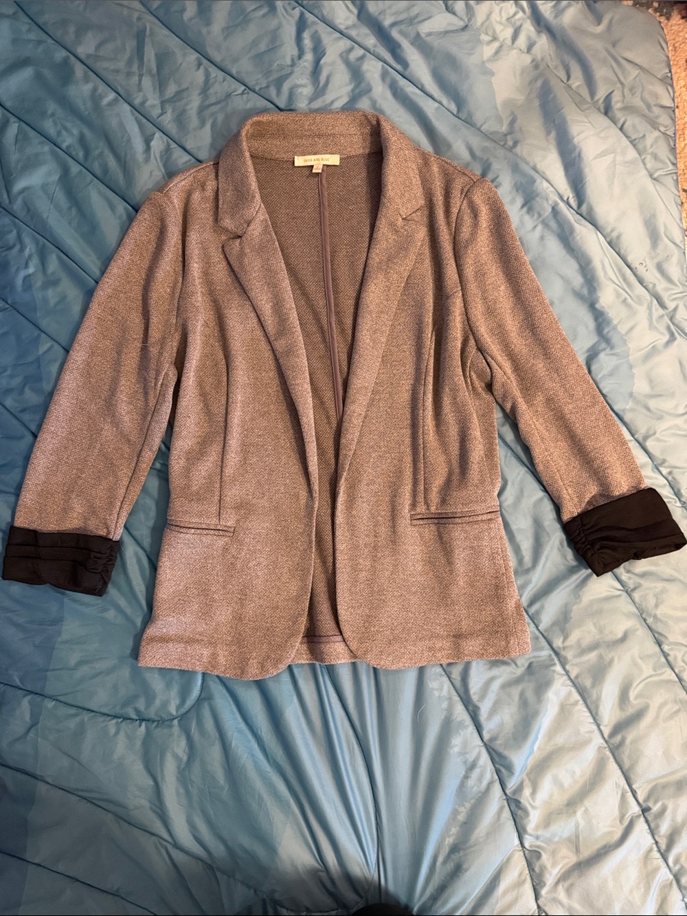 Skies Are Blue Silver Metallic Open-Front Blazer